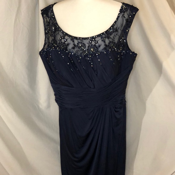 Navy Blue Kathy Ireland Mother of the Bride Dress - Picture 3 of 16